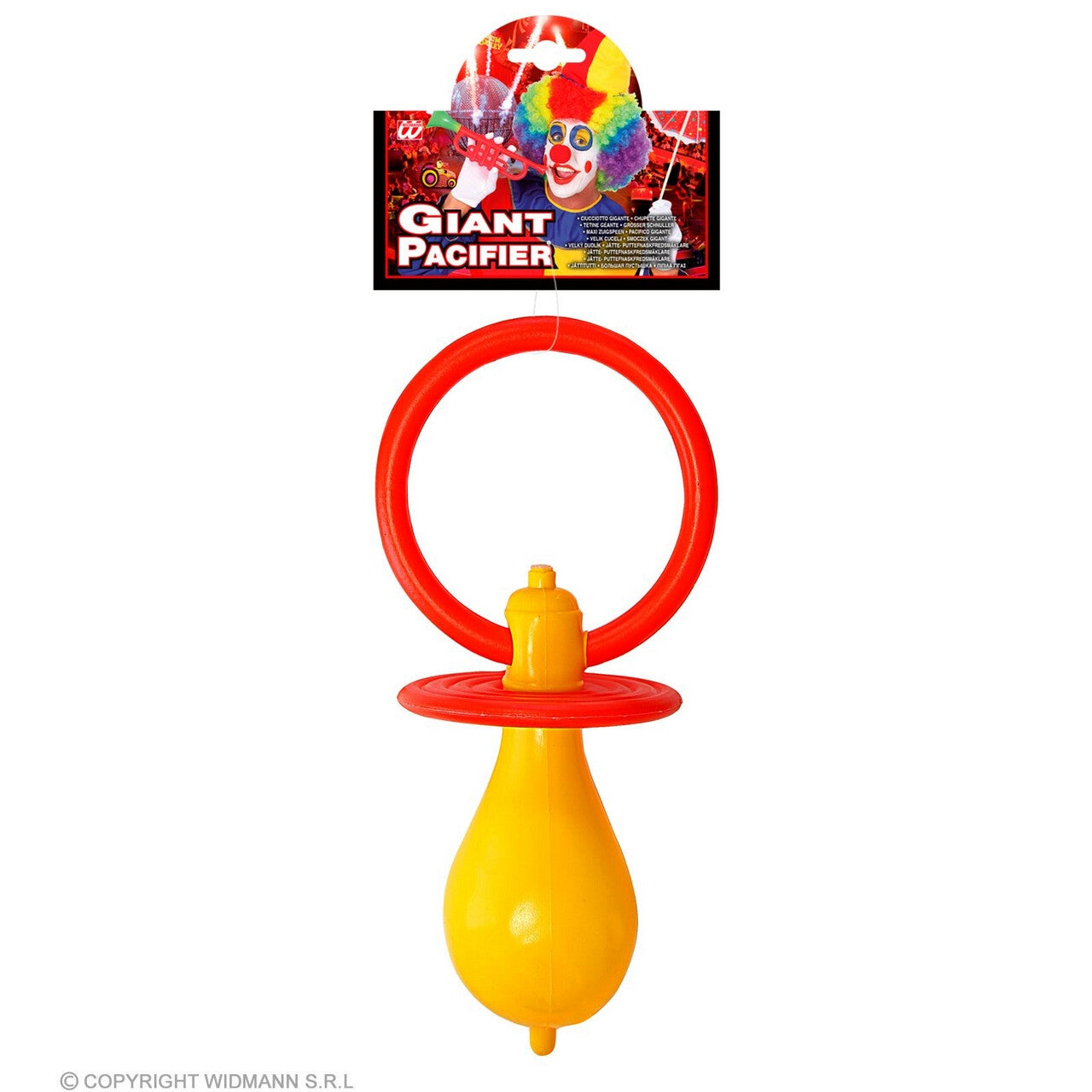 Op deze afbeelding zie je een Accessoires, van het merk Widmann. Grote Baby Maxi Speen Geel Met Geluid