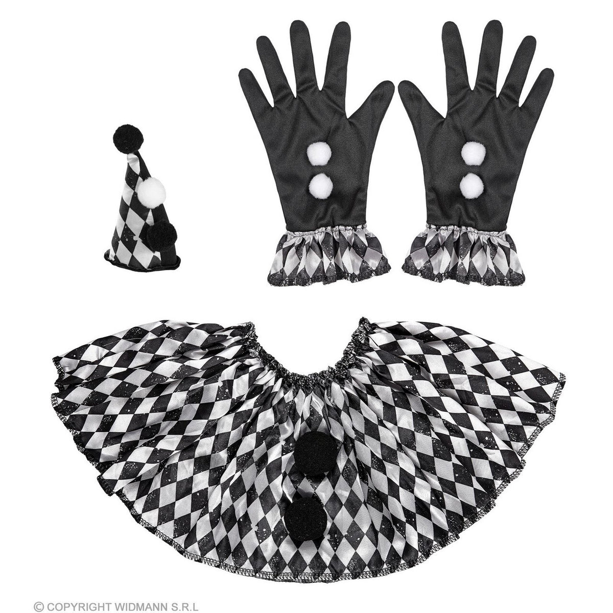 Op deze afbeelding zie je een Accessoires, van het merk Widmann. Set Harlekijn Dark Clown