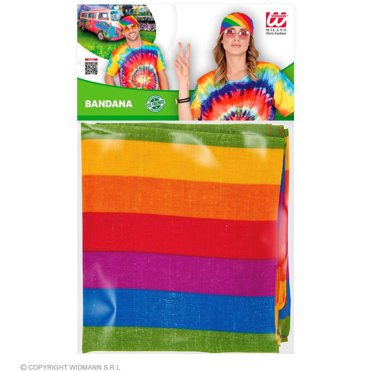 Op deze afbeelding zie je een Accessoires, van het merk Widmann. Bandana Regenboog 55 X 55 Centimeter