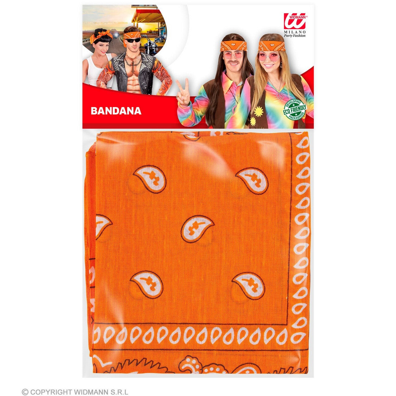 Op deze afbeelding zie je een Accessoires, van het merk Widmann. Bandana Oranje Boven 55 X 55 Centimeter