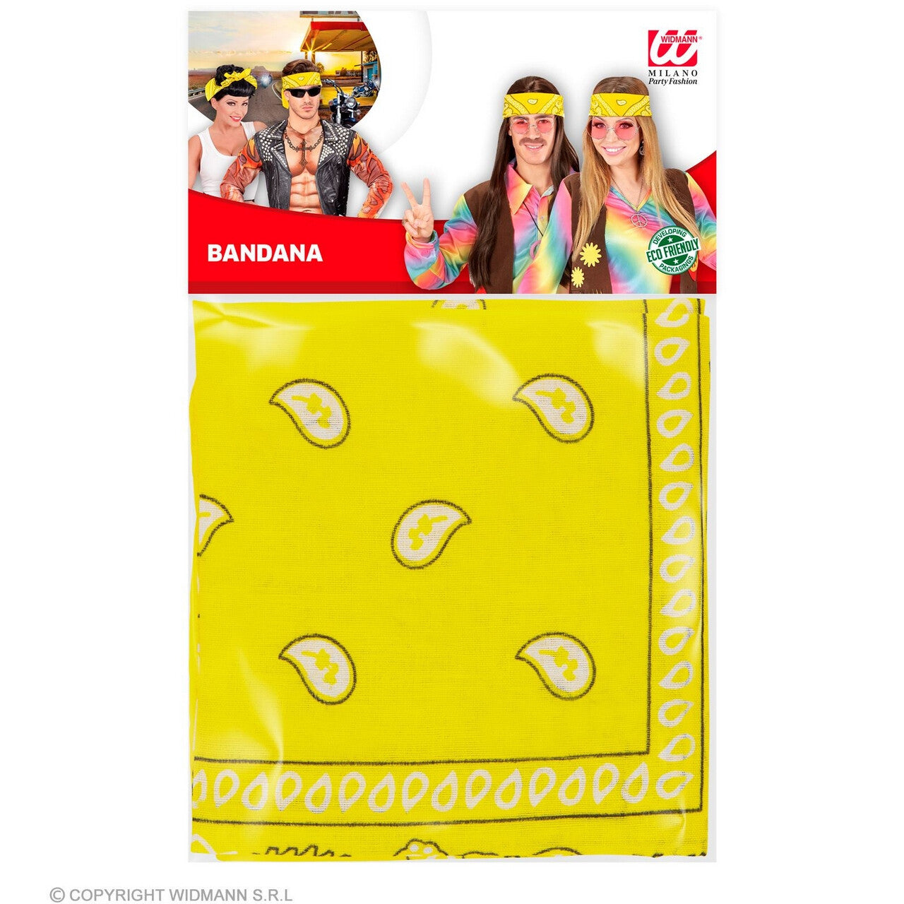 Op deze afbeelding zie je een Accessoires, van het merk Widmann. Bandana Veel Geel 55 X 55 Centimeter