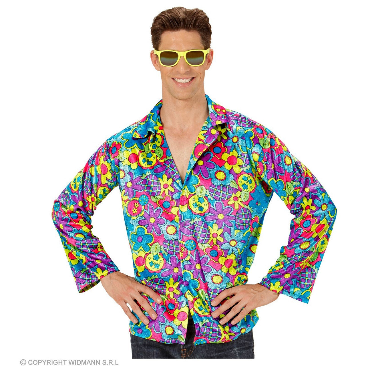 Op deze afbeelding zie je een Kostuums, van het merk Widmann. Power To The Hippie Flower Man