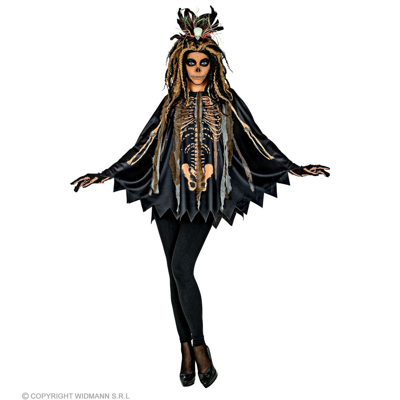 Op deze afbeelding zie je een Kostuums, van het merk Widmann. Voodoo Priester Mikayla Poncho