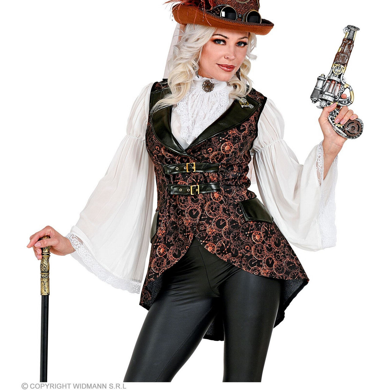 Op deze afbeelding zie je een Kostuums, van het merk Widmann. Wheel Of Time Steampunk Vest Vrouw
