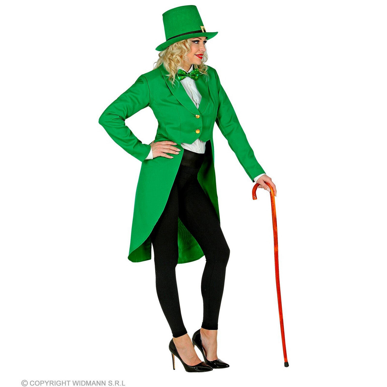 Op deze afbeelding zie je een Kostuums, van het merk Widmann. Groen Als Gras Slipjas Vrouw
