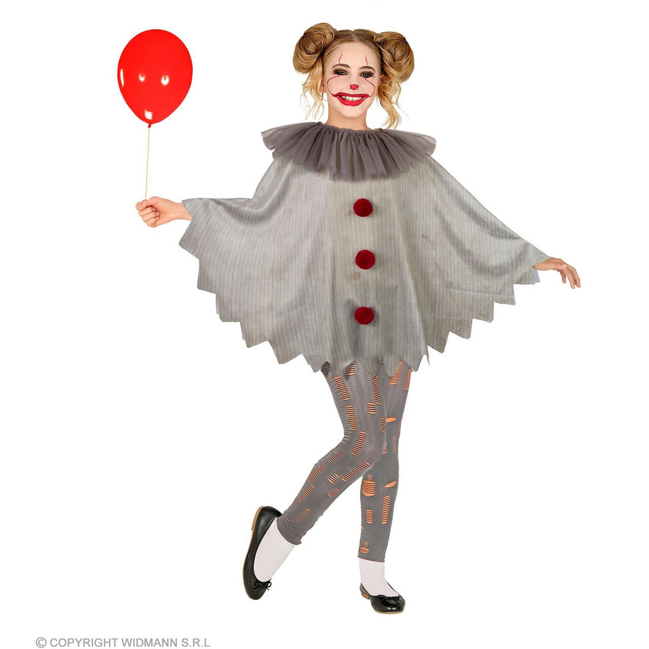 Op deze afbeelding zie je een Kostuums, van het merk Widmann. Horror Clown Wijze Penny Poncho Kind Kind