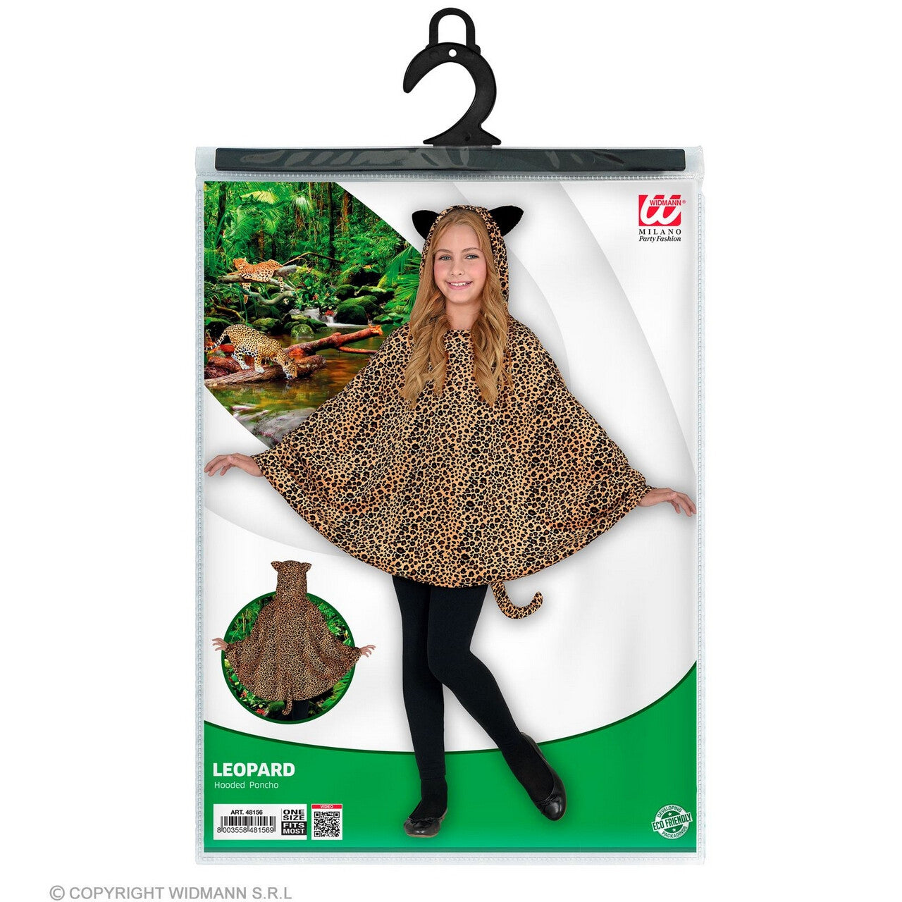 Op deze afbeelding zie je een Kostuums, van het merk Widmann. Lazy Luipaard Poncho Kind Kind