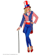Op deze afbeelding zie je een Kostuums, van het merk Widmann. Miss Stars En Stripes USA Slipjas Vrouw