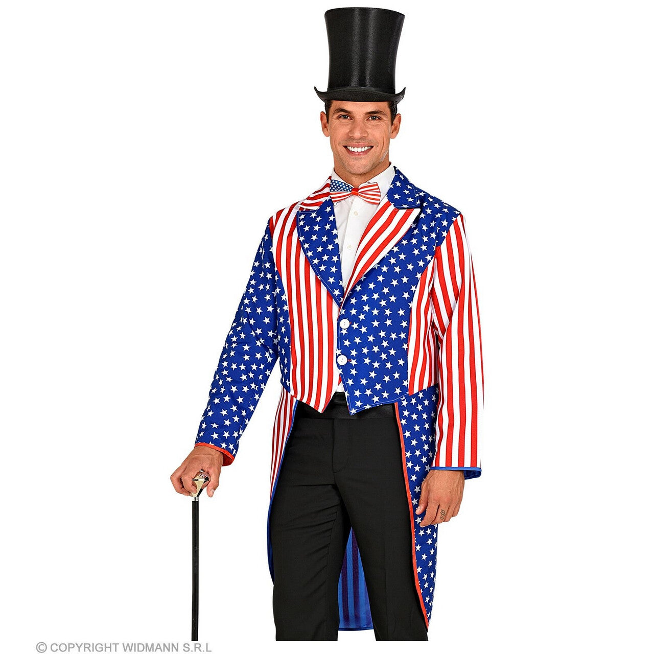 Op deze afbeelding zie je een Kostuums, van het merk Widmann. Mister Stars En Stripes USA Slipjas Man