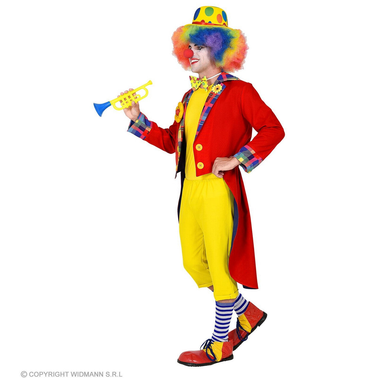 Op deze afbeelding zie je een Kostuums, van het merk Widmann. Jas Met Een Lach Clown Slipjas Rood Man