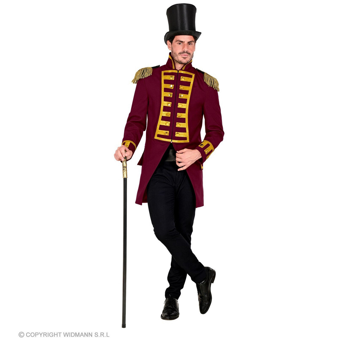 Op deze afbeelding zie je een Kostuums, van het merk Widmann. Parmantige Franse Parade Jas Bordeaux Rood