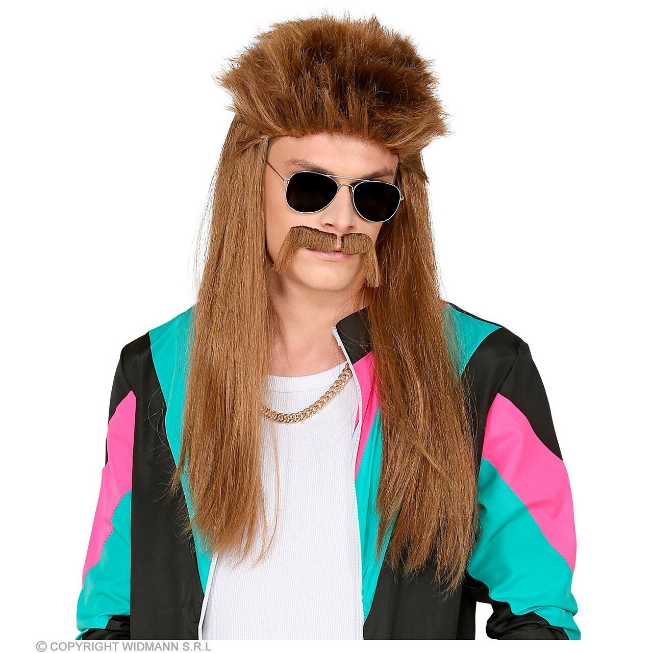 Op deze afbeelding zie je een Accessoires, van het merk Widmann. Pruik New Kids Redneck Met Snor