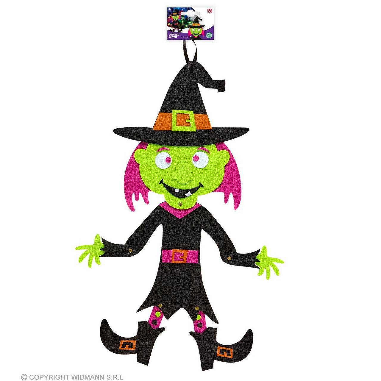 Op deze afbeelding zie je een Decoratie, van het merk Widmann. Groene Halloween Heks 53 Centimeter