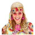 Hippie-Set Peace Kette & Ohrringe Neonpink