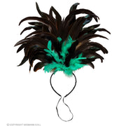 Op deze afbeelding zie je een Accessoires, van het merk Widmann. Hoofdband Met Veren Salvador Zomer Carnaval Groen