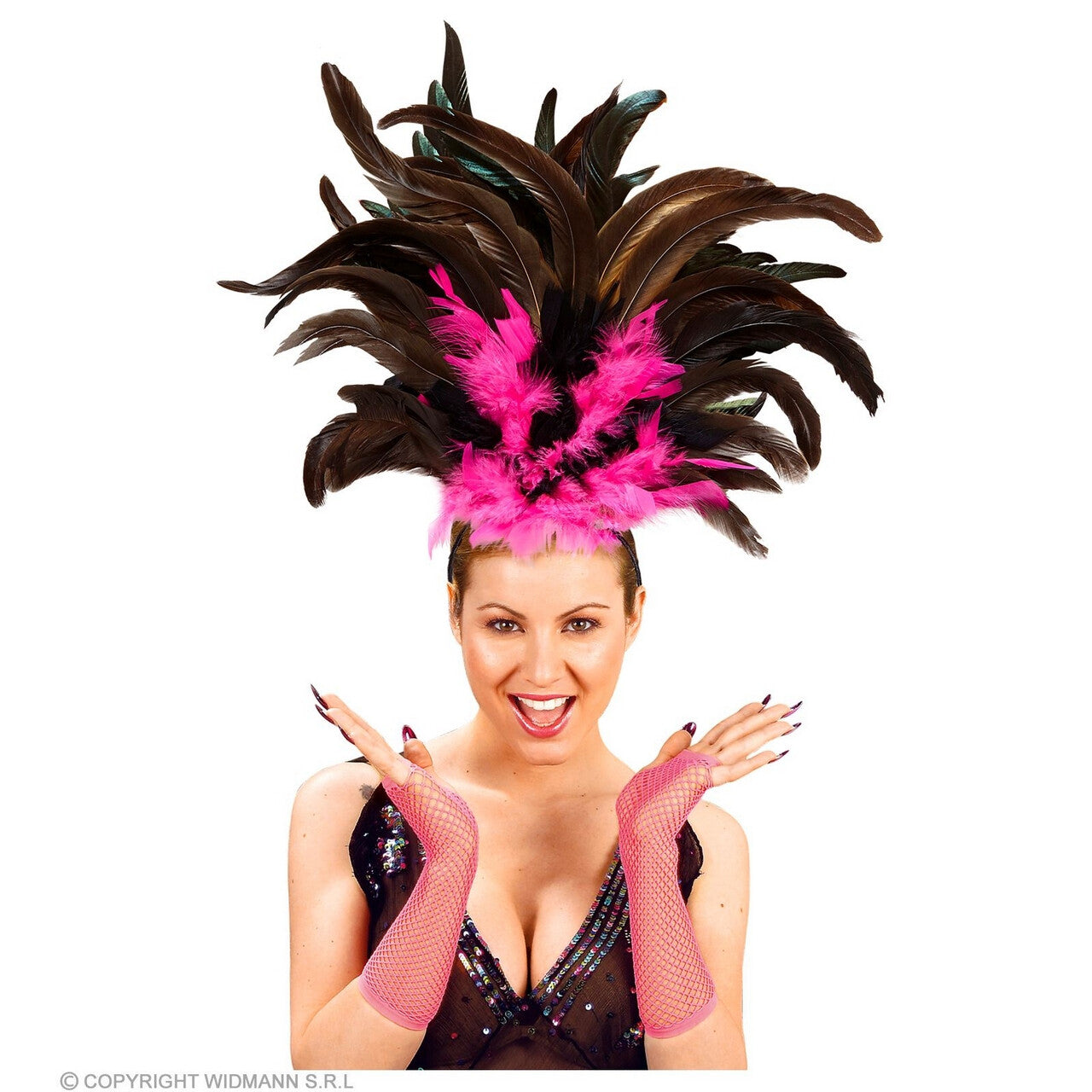 Op deze afbeelding zie je een Accessoires, van het merk Widmann. Hoofdband Met Veren Fortaleza Zomer Carnaval Roze