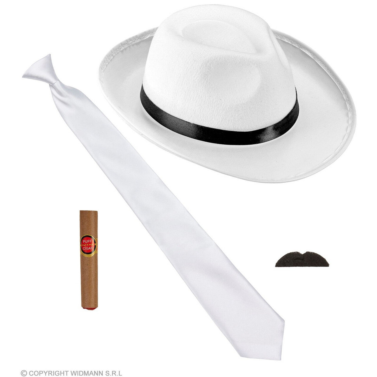 Op deze afbeelding zie je een Accessoires, van het merk Widmann. Jaren 20 Maffia Accessoire Set Wit