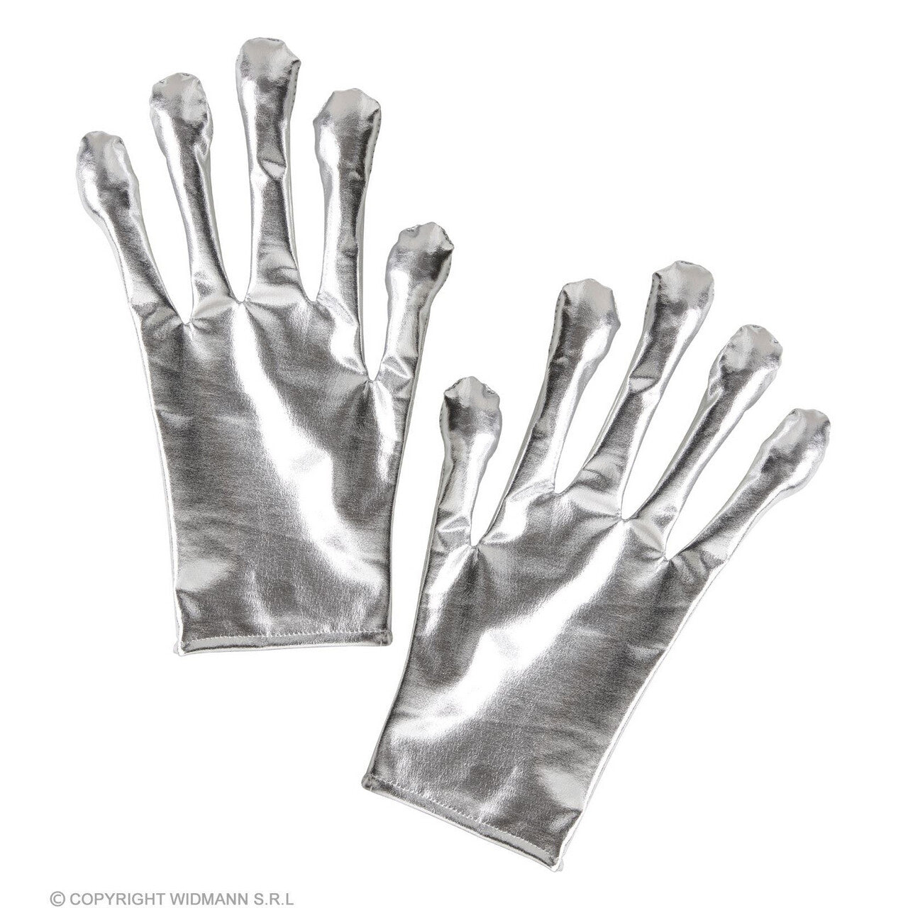 Op deze afbeelding zie je een Accessoires, van het merk Widmann. Zilveren Alien Handschoenen