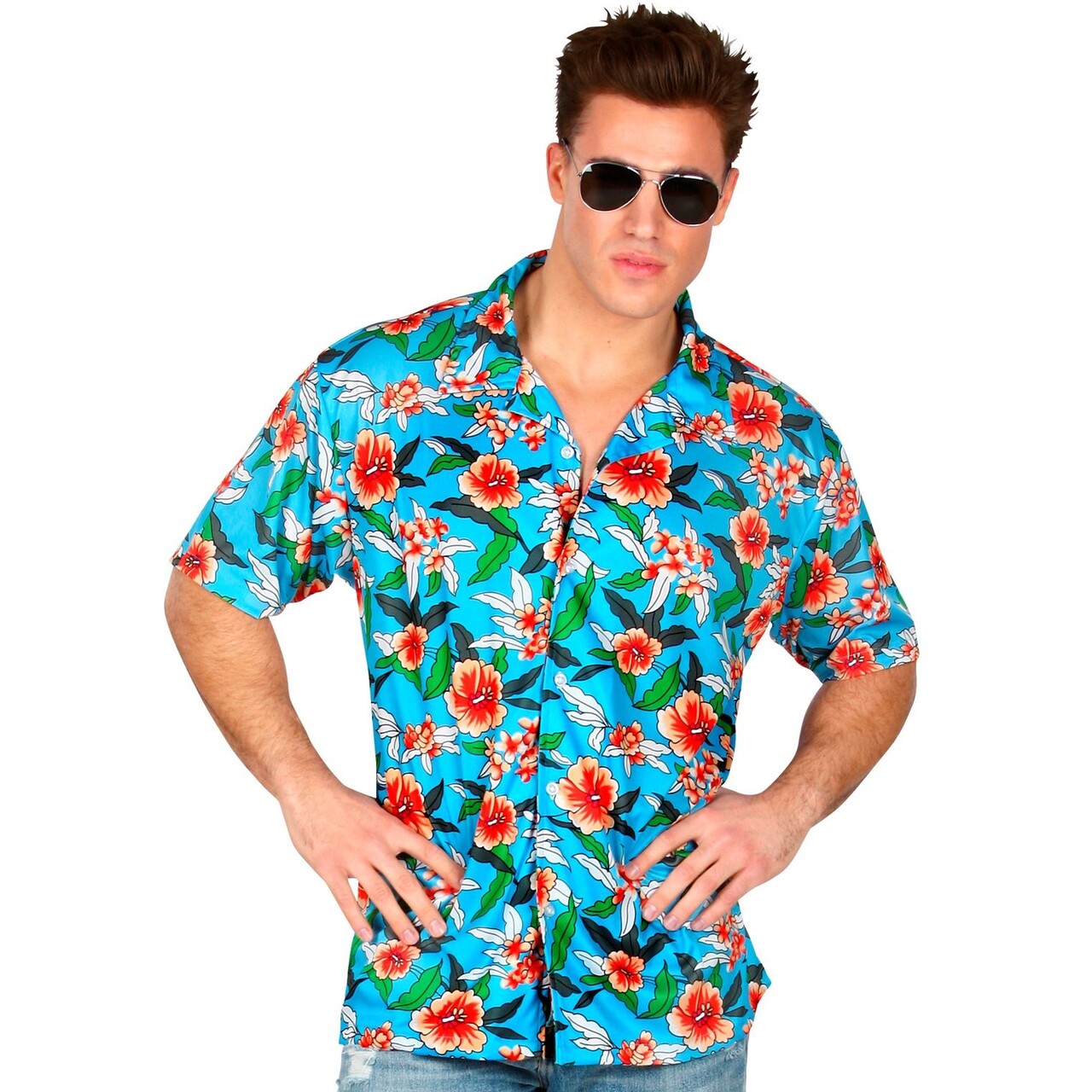 Op deze afbeelding zie je een -1, van het merk Widmann. Hawaii Shirt Blauw