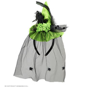 Op deze afbeelding zie je een Accessoires, van het merk Widmann. Groene Mini Heksenhoed Met Sluier