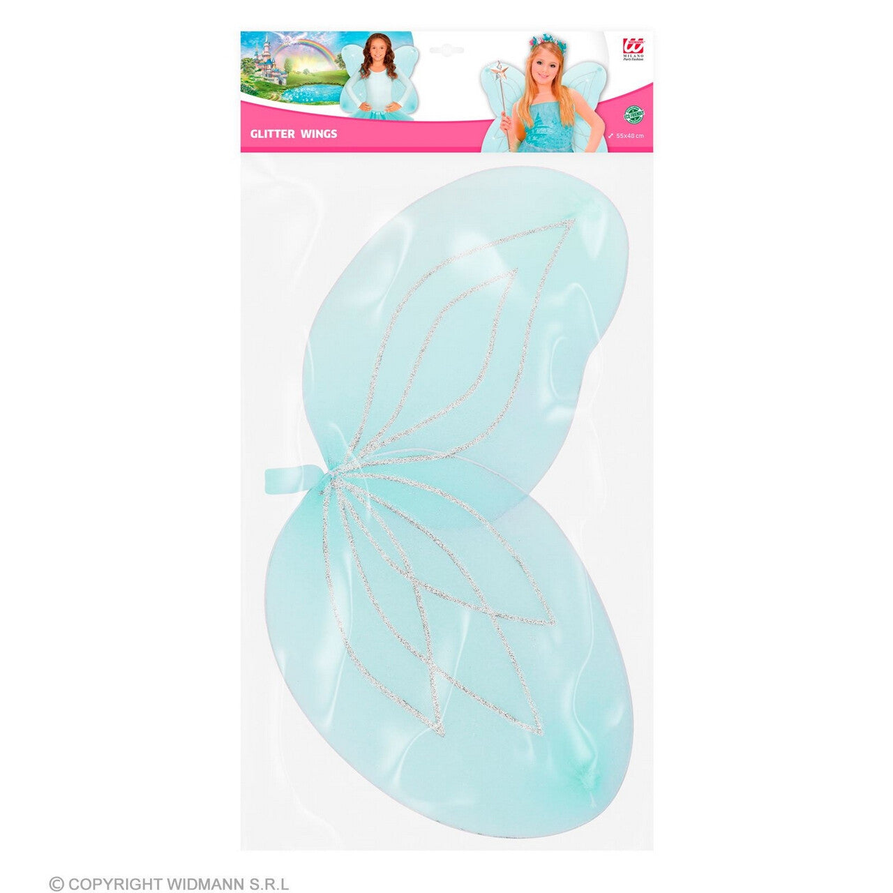 Op deze afbeelding zie je een Accessoires, van het merk Widmann. Blauwe Glitter Vleugels Fee Aisha Kind