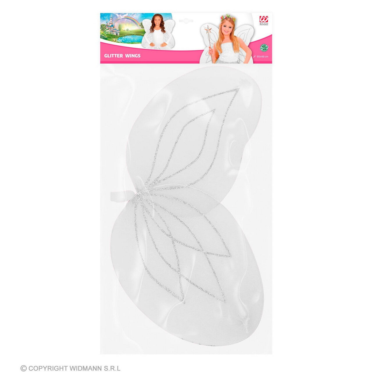 Op deze afbeelding zie je een Accessoires, van het merk Widmann. Witte Glitter Vleugels Fee Angelina Kind