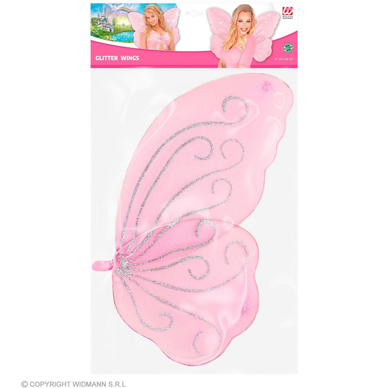 Op deze afbeelding zie je een Accessoires, van het merk Widmann. Fabelachtige Roze Glitter Vleugels