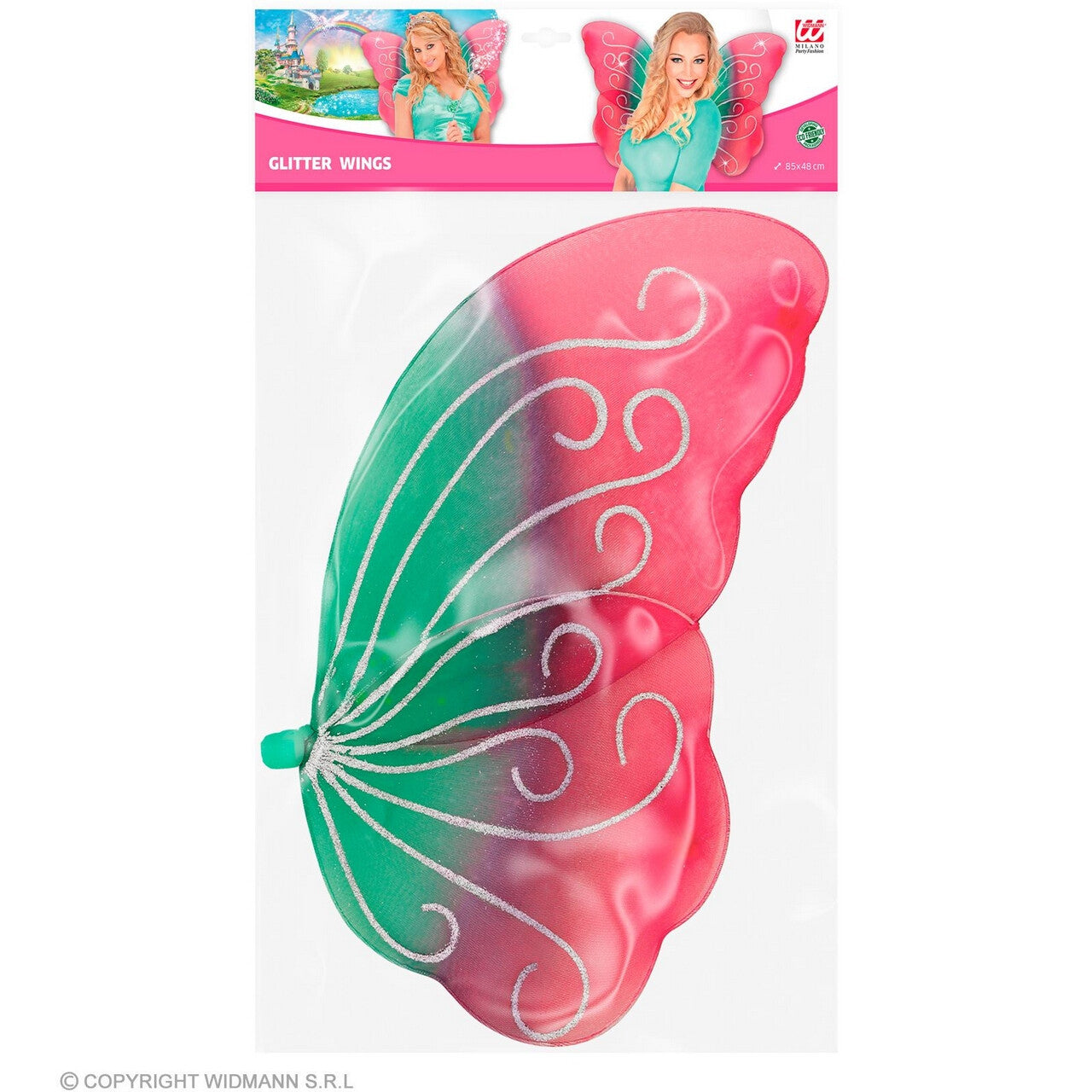 Op deze afbeelding zie je een Accessoires, van het merk Widmann. Fabelachtige Tweekleurige Glitter Vleugels