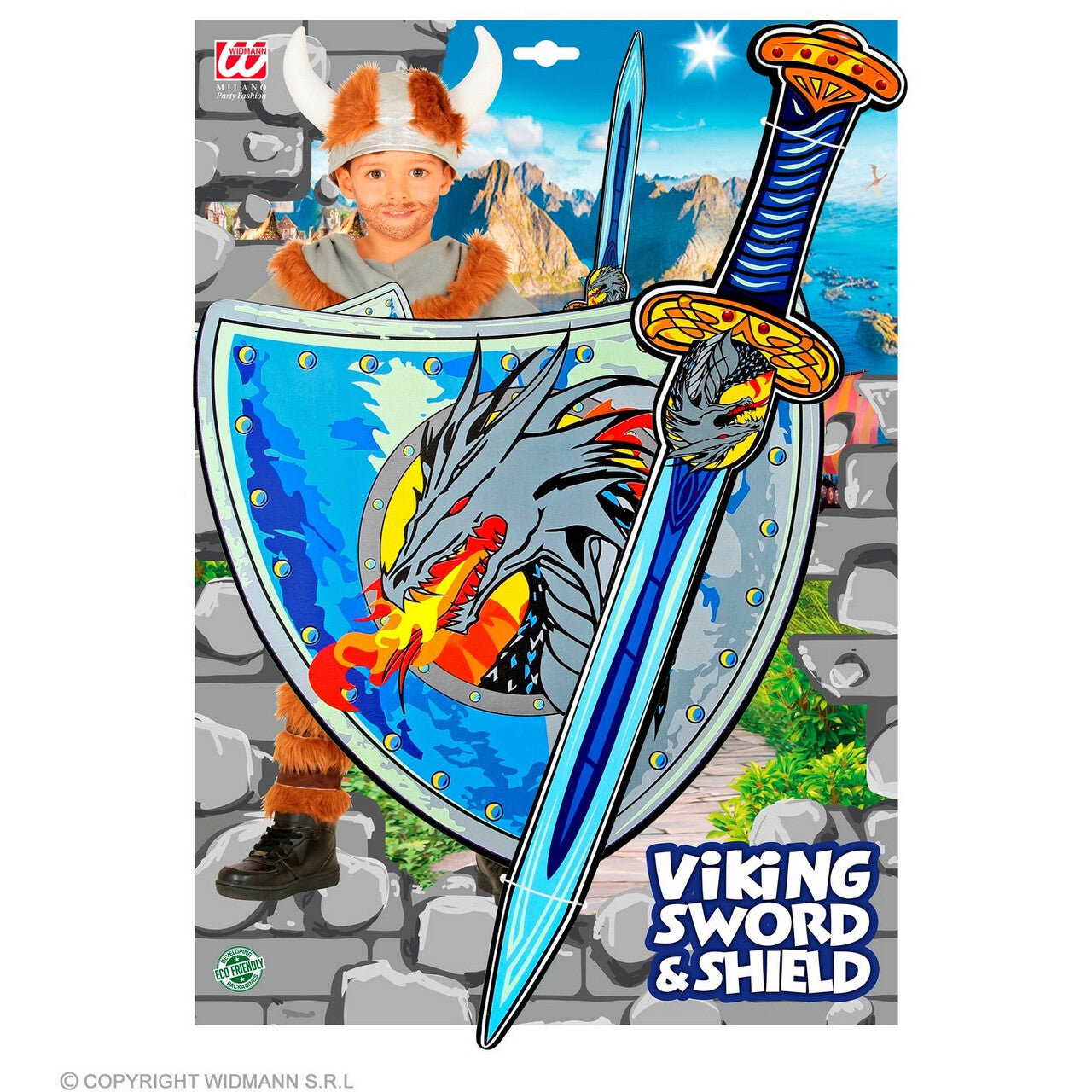 Op deze afbeelding zie je een Accessoires, van het merk Widmann. Viking Strijder Van Droakenies Accessoires Set