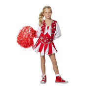 Op deze afbeelding zie je een Kostuums, van het merk Wilbers. Dansende Cheerleader Luxe Rood Meisje Kostuum