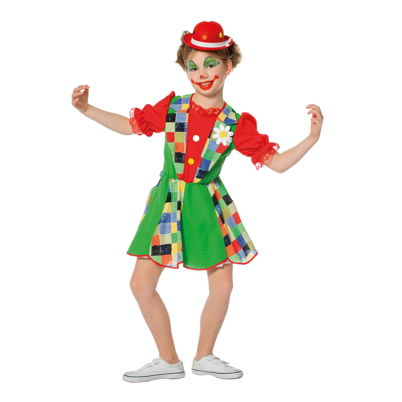 Op deze afbeelding zie je een Kostuums, van het merk Wilbers. Neon Groen Funky Funk Clown Meisje Kostuum