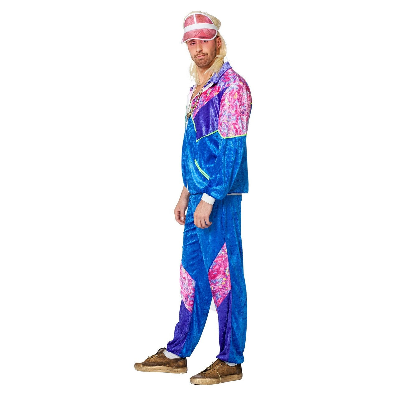 Op deze afbeelding zie je een Kostuums, van het merk Wilbers. Jogging 80s Pink Trainer Man Kostuum