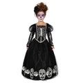 Zwarte Jurk Versierd Met Doodshoofden Day Of The Dead Meisje