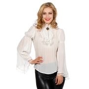 Op deze afbeelding zie je een Kostuums, van het merk Wilbers. Piraten / Gothic Blouse Wit Wijde Mouw Vrouw