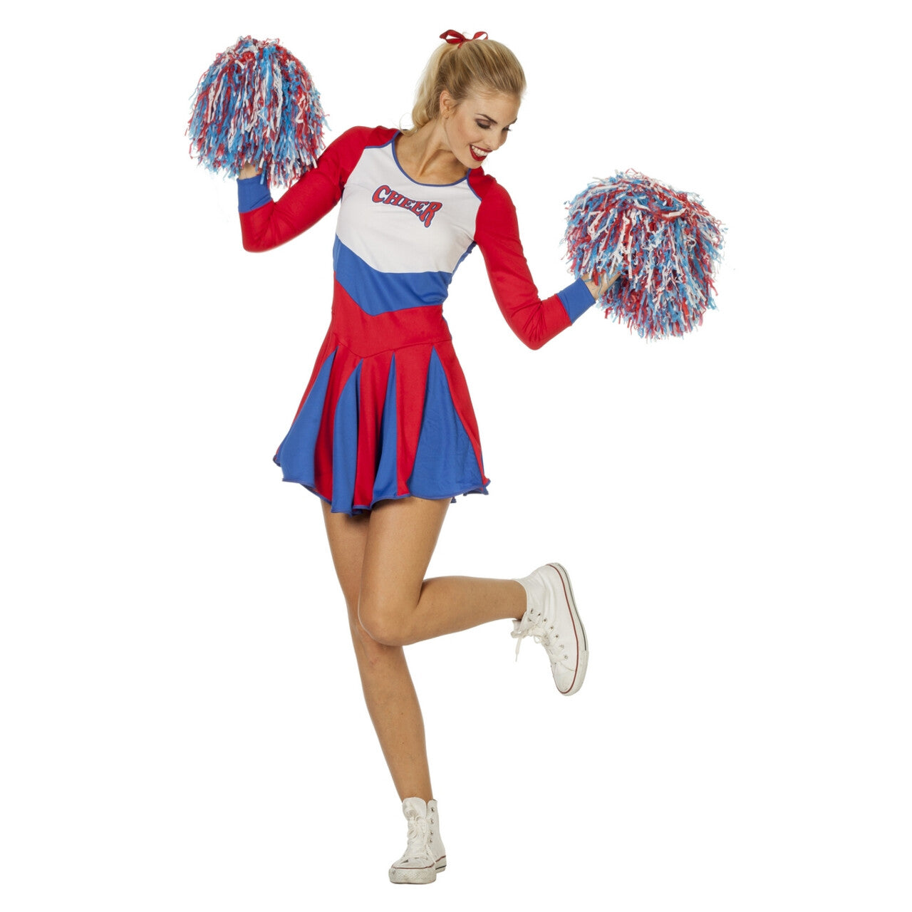 Op deze afbeelding zie je een Kostuums, van het merk Wilbers. Cheerleader Go Go Go Vrouw Kostuum