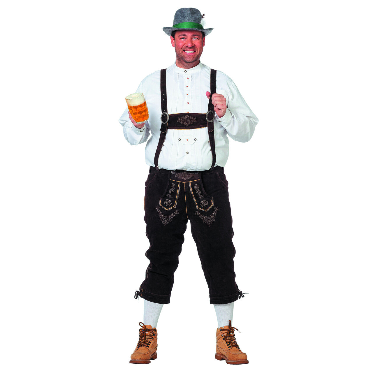Op deze afbeelding zie je een Kostuums, van het merk Wilbers. Lange Lederhose Karl-Heinz Zwart Man