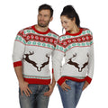 Kersttrui Wit Met Rendieren Unisex