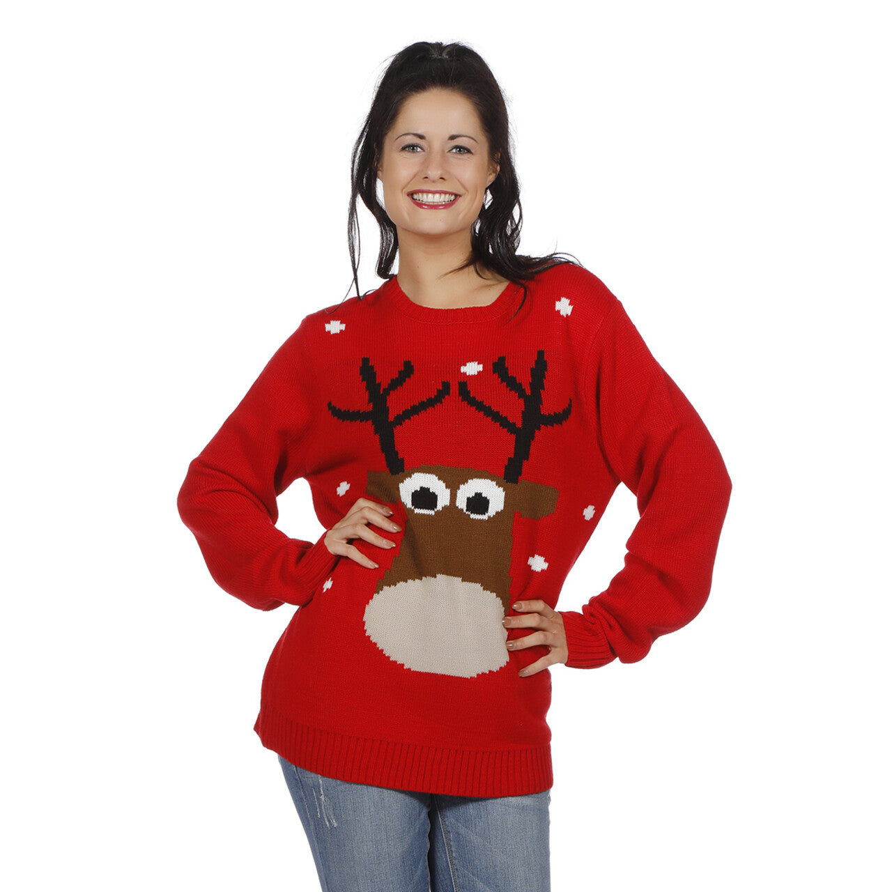 Op deze afbeelding zie je een Kostuums, van het merk Wilbers. Kersttrui Rood Rendier