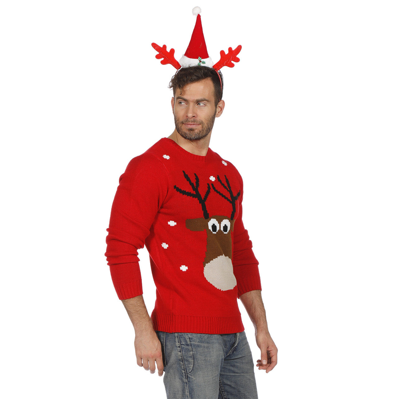 Op deze afbeelding zie je een Kostuums, van het merk Wilbers. Kersttrui Rood Rendier