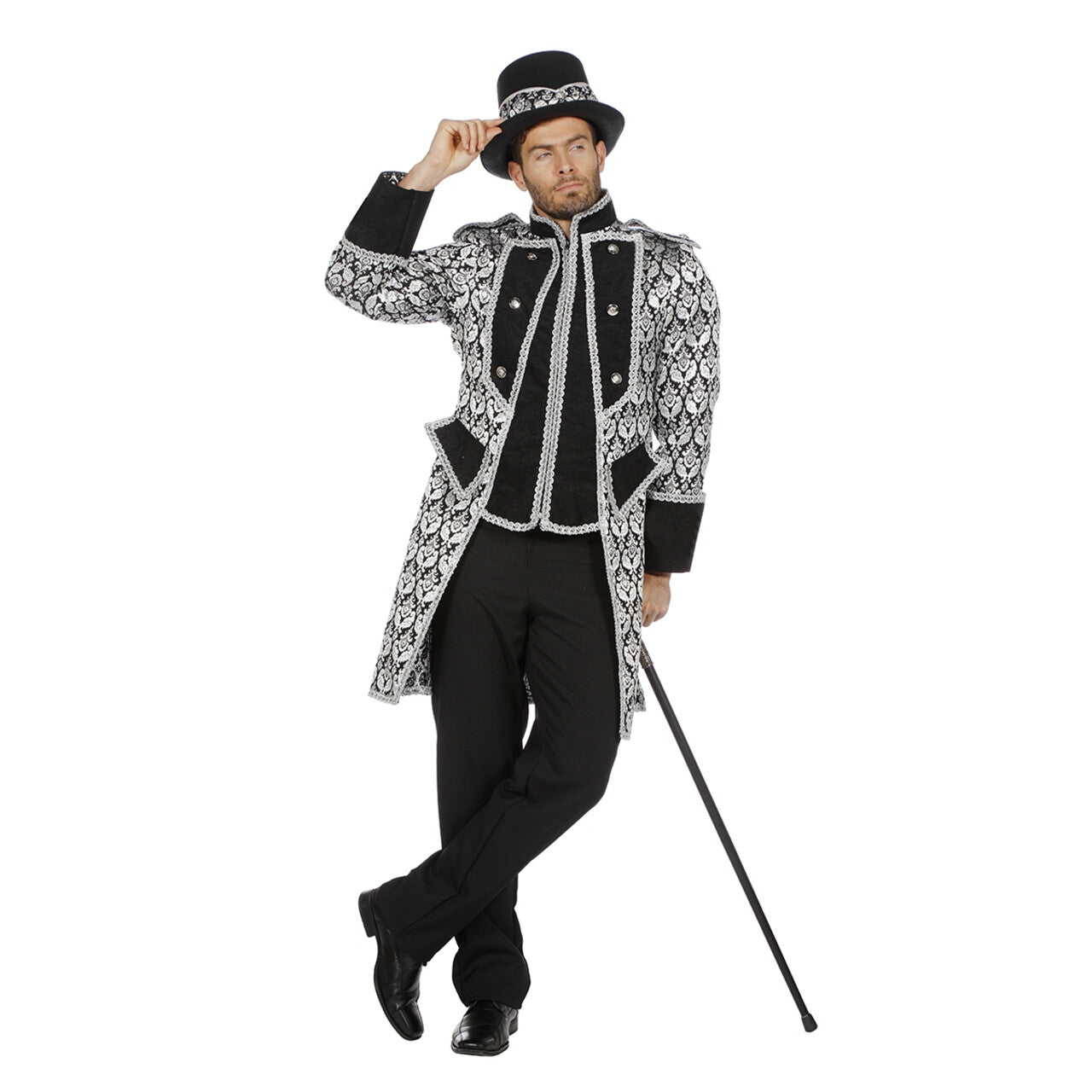 Op deze afbeelding zie je een Kostuums, van het merk Wilbers. Koninklijke Jas Platina Zilver Man