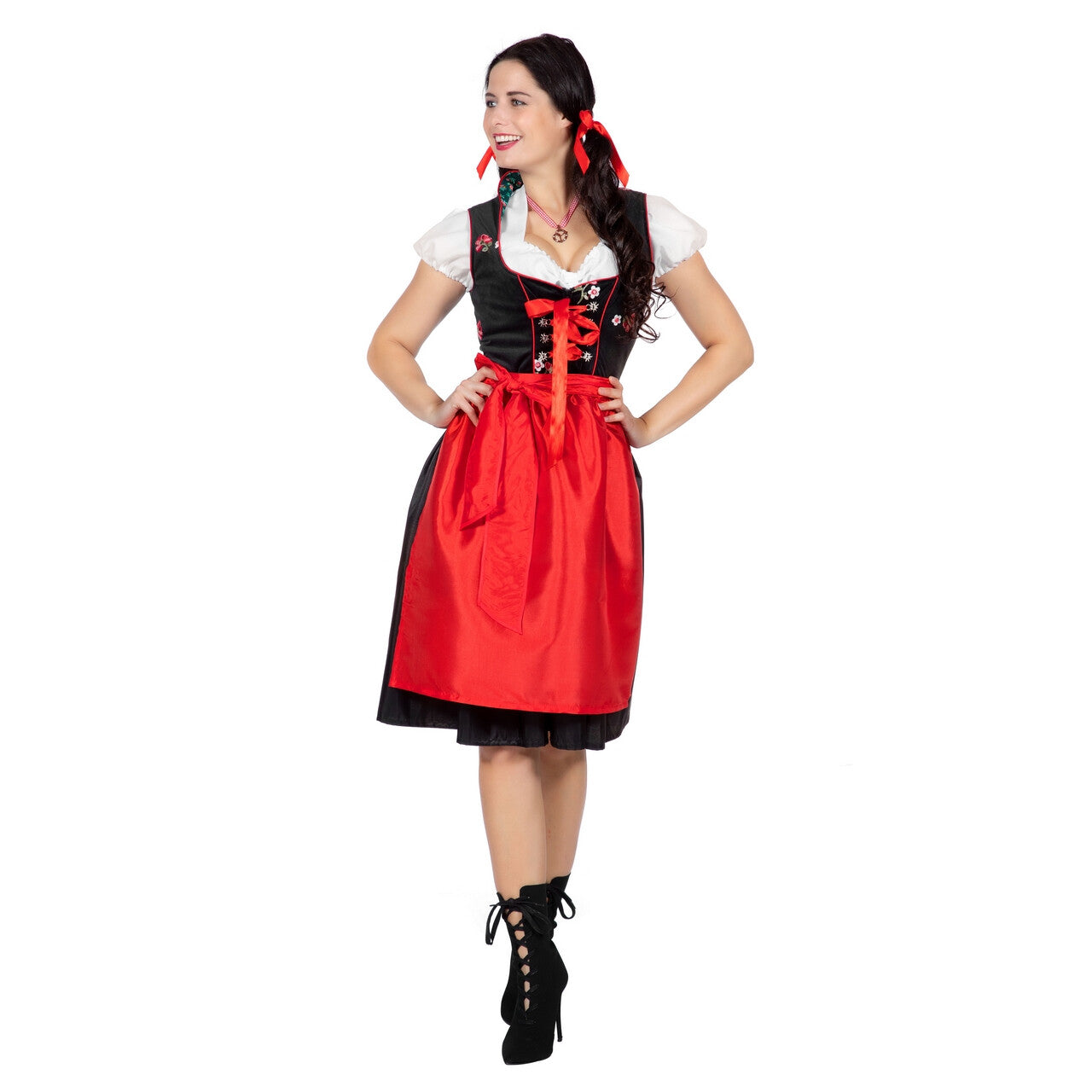 Op deze afbeelding zie je een Kostuums, van het merk Wilbers. Heidi Edelweiss Oktoberfest Dirndl Zwart Vrouw Kostuum