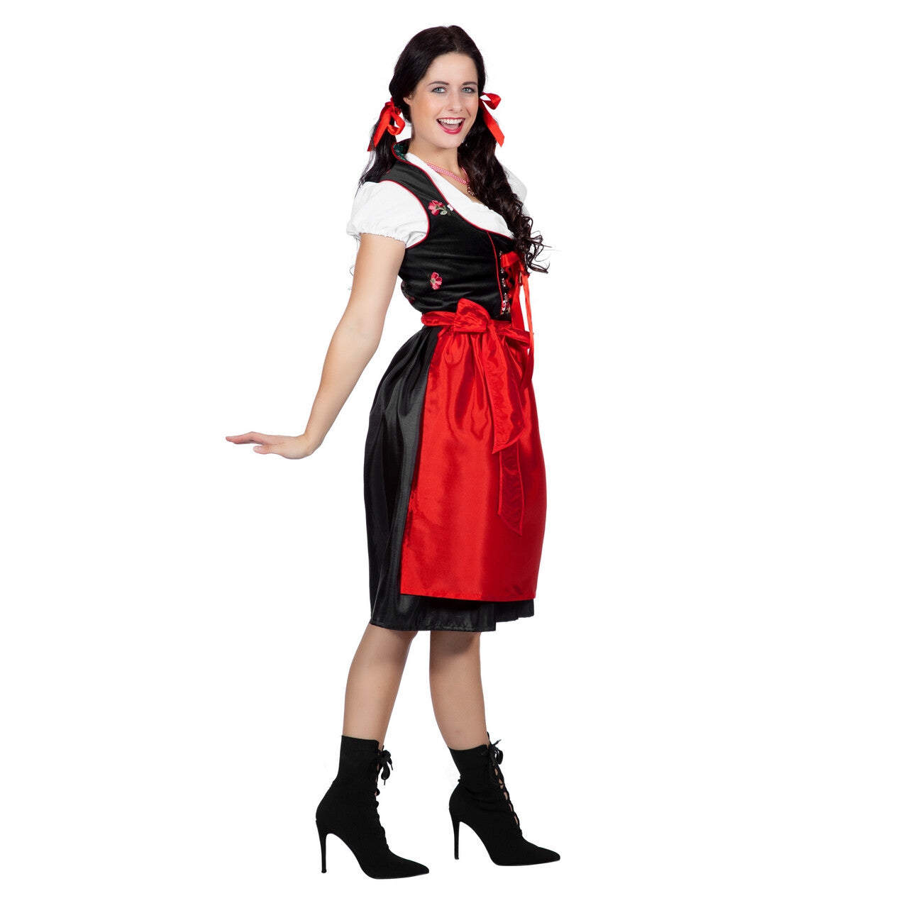 Op deze afbeelding zie je een Kostuums, van het merk Wilbers. Heidi Edelweiss Oktoberfest Dirndl Zwart Vrouw Kostuum