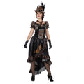Teampunk-Kleid Schwarz Glänzend Mit Zahnraddetails Damen