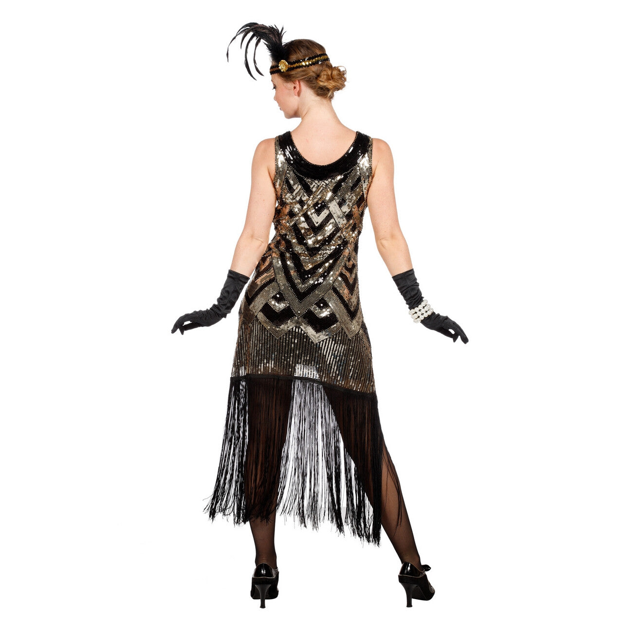 Op deze afbeelding zie je een Kostuums, van het merk Wilbers. Zilveren Chique Peaky Grace Roaring 20s Vrouw Kostuum