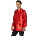 Knallrotes Rüschenhemd Aus Satin Herren