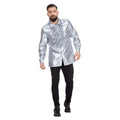 Zilveren Ruches Blouse Satijn Foute Disco Unisex
