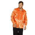 Oranje Ruchesblouse Satijn Foute Disco Dodo Unisex