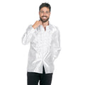 Witte Ruches Blouse Satijn Foute Disco Unisex