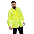 Neon Gele Ruchesblouse Satijn Foute Neon Disco Unisex