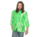 Neon Groene Ruchesblouse Satijn Foute Neon Disco Unisex